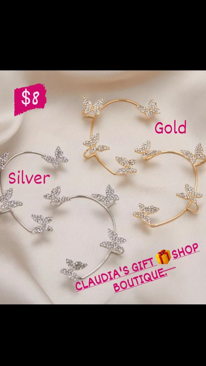 Beautiful Butterfly Gold & Silver Earrings