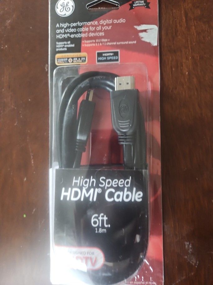 GE High performance digital audio and video cable HDMI enabled devices 6ft