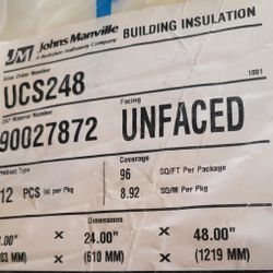 John Manville Insulation 24-in X48-in L.  96 Square Feet.  New I Have 3 Bags 