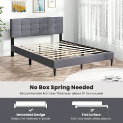 Modern Gray Upholstered Bed Frame