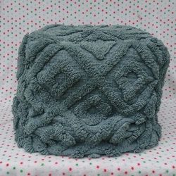 Square Stuffed Pouf Ottoman, Faux Fur Cube Pouf, Sherpa Foot Stool with Filler Fuzzy Chair for Living Room, Bedroom, Play Room, 18" x 18" x 18", Turqu