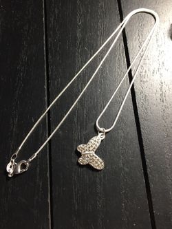 18”, 20” or 22” Sterling Silver Plated Necklace with Sterling Silver Plated Butterfly Pendant