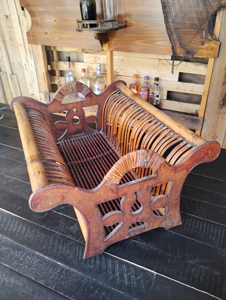 Vintage Bamboo Magazine Rack