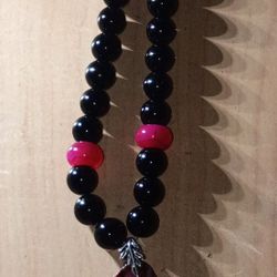 PURPLE & BLACK ONYX GEODE NECKLACE "NEW"