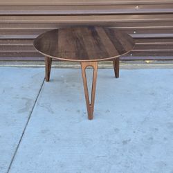 30" Walnut Brown Round Solid Wood Coffee Table 