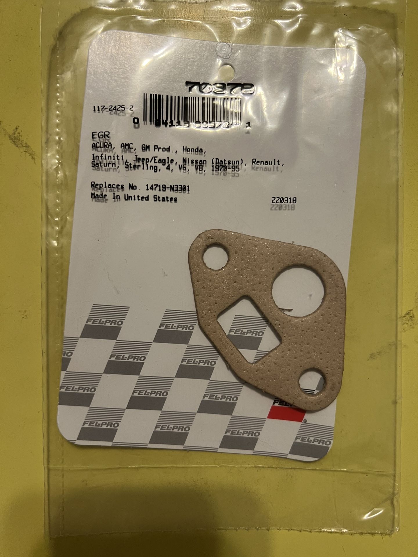 Fel-Pro 70978, 14719-N3301 EGR Valve Gasket