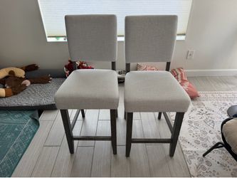 Jennifer Home Upholstered Back Stool / Bar Chair with Wood Base  (Set of 2)