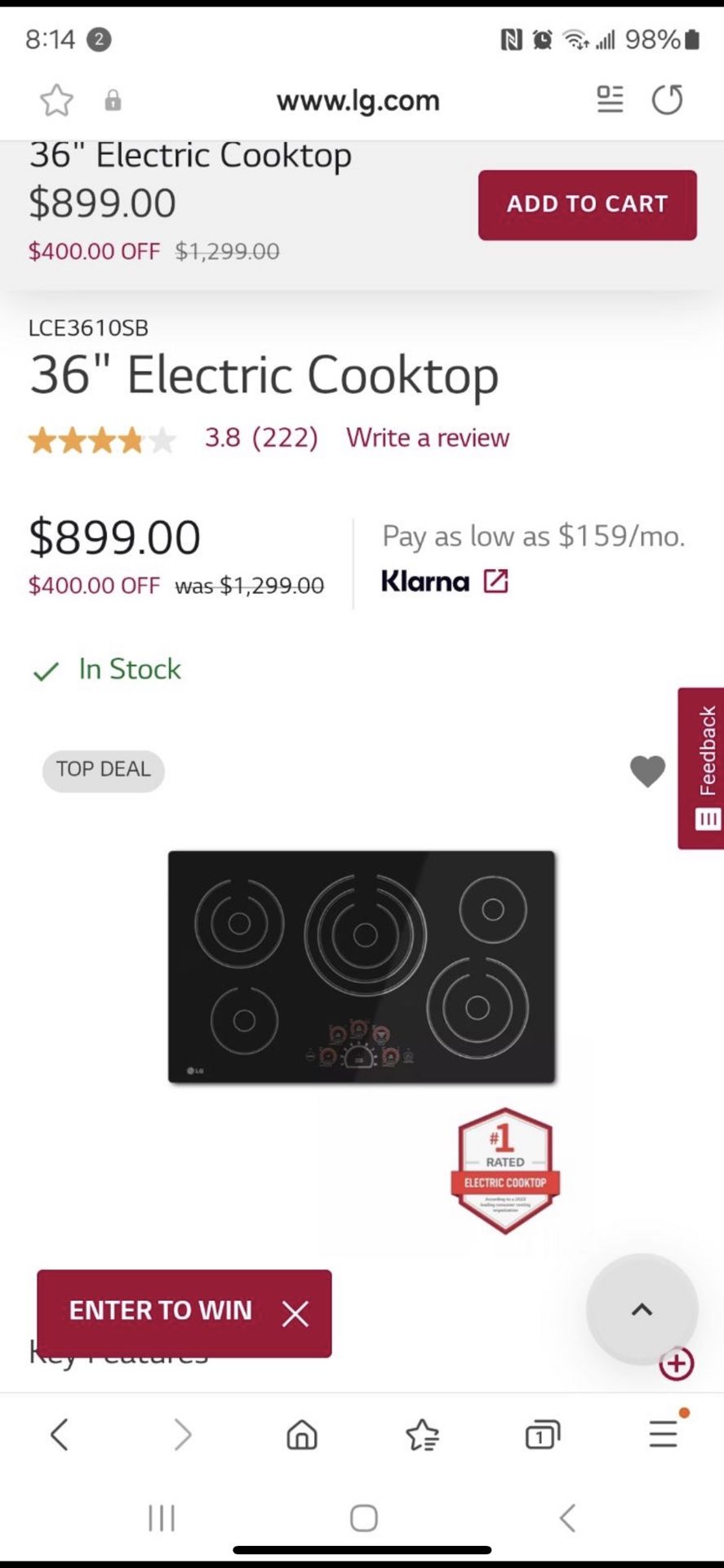 LG Ceramic glass radiant Cooktop 36” for Sale in Miami, FL OfferUp