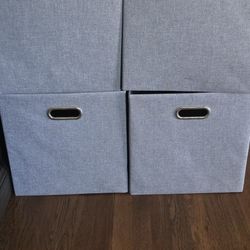 Set of 4 Gray Fabric Storage Cubes – Excellent Condition