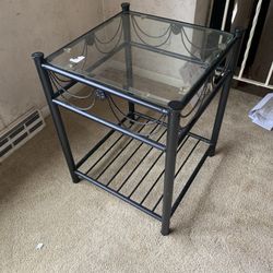 Metal And Glass Sofa End Table