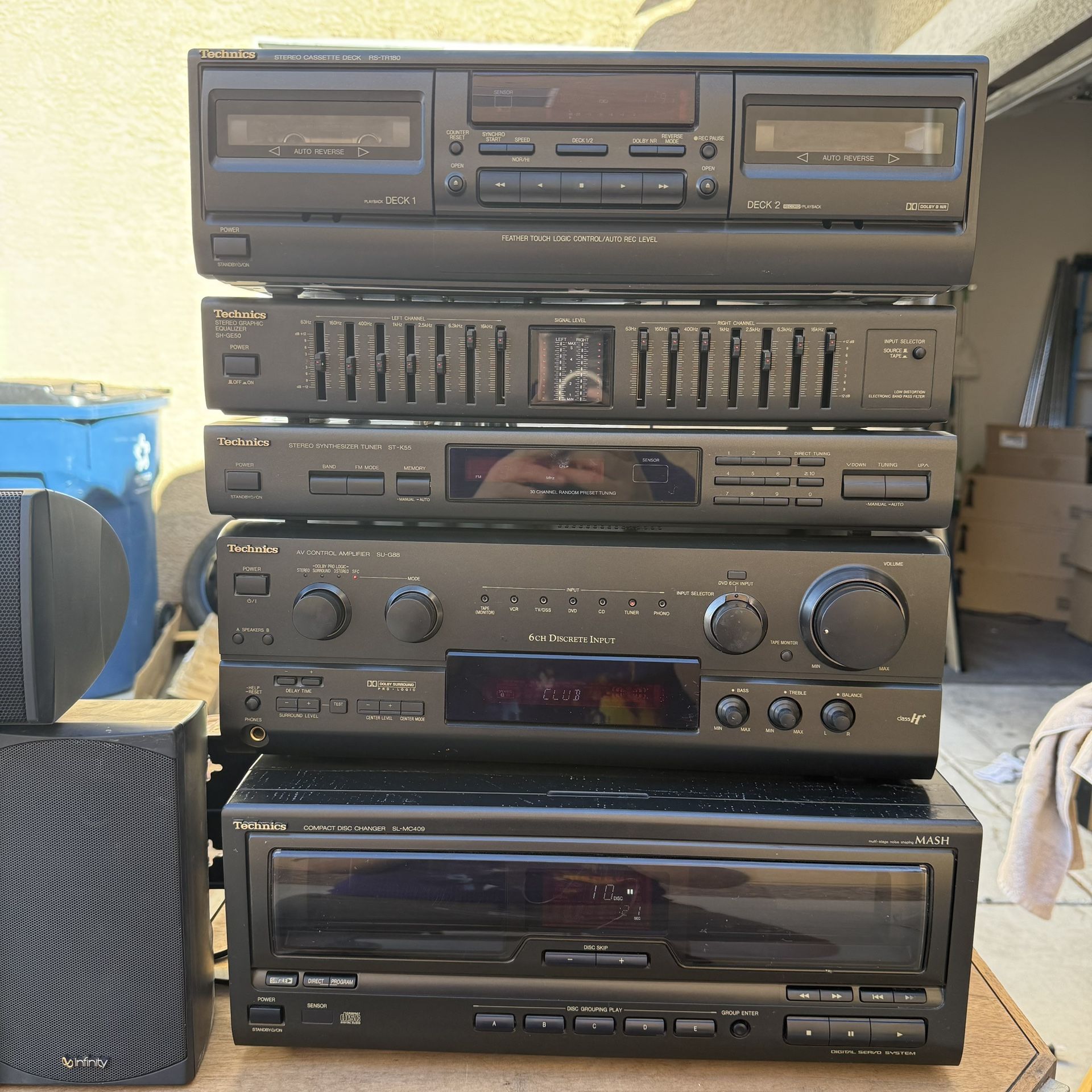 Technics 5 Deck Stereo Components System w/ Infinity Speakers