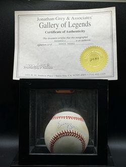 Ernie Banks Signed Baseball w/ COA + 500th Home Run Print