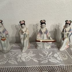 Set of 4 Geisha Musicians - Hand Painted