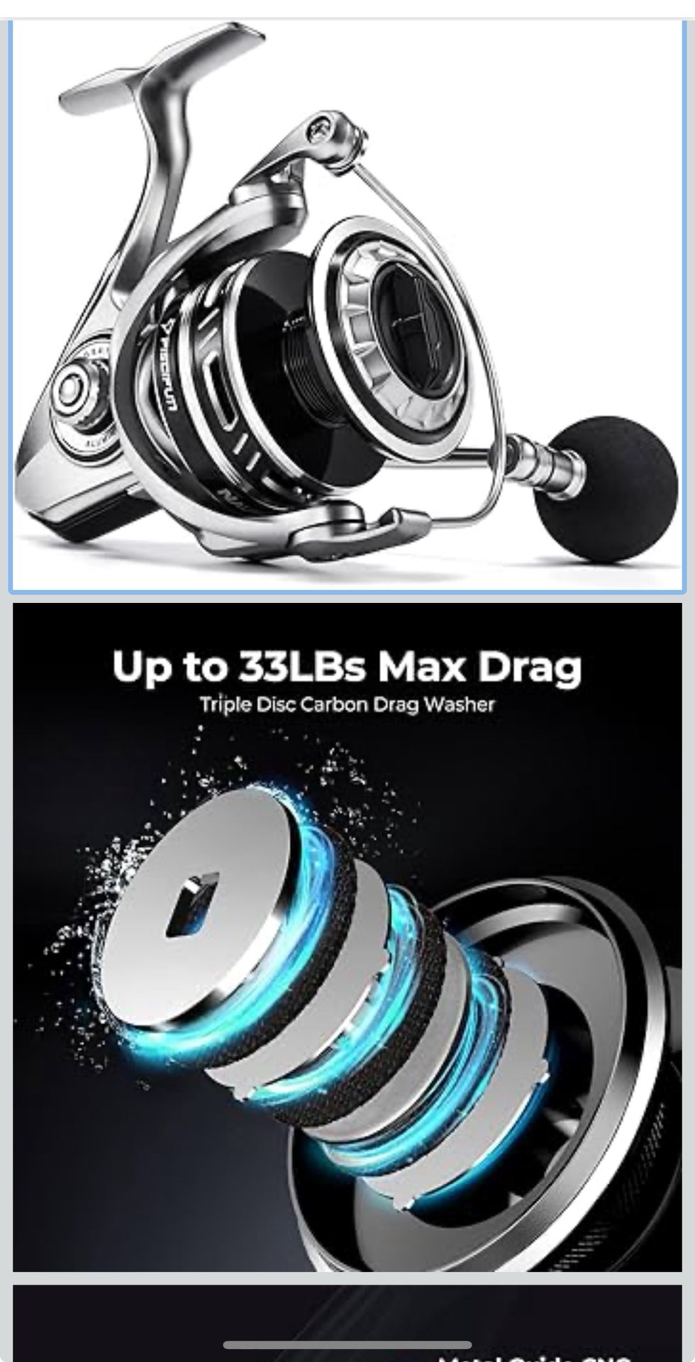 Piscifun NautiX Spinning Reel, Aluminum Spinning Fishing Reel, CNC Aluminum Gear, 33LBs Max Drag, 8+1 Sealed BB, 6.0:1/5.4:1 Gear Ratio, Smooth Powerf
