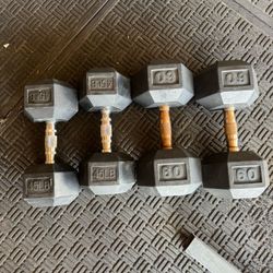 Rubber hex 60lbs and 45lbs pair prices are in description