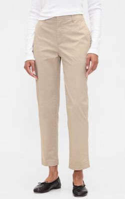 GAP Women's Downtown Khaki Light Beige Straight-Leg Pants Size 10