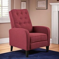 Assembled New Mid-Century Modern Button Tufted Fabric Upholstered Push-back Recliner Chair