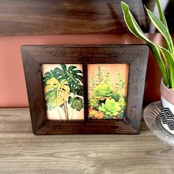 Dark Wood Framed Succulent Monstera Plant Postcard Wall Art Threshold 8.5x10.5”