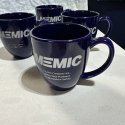 Four Vintage Memic Logo Ceramic Coffee Cups 