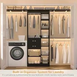 ❤️‍🔥 B) 8FT Heavy Duty Wood Closet System Wall Mounted Closet Organizer black color ,$100