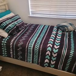 Twin Size Bed Frame, Box Spring, and Mattress 