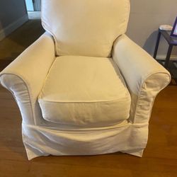 White Crate & Barrel Rocking Swivel Chair