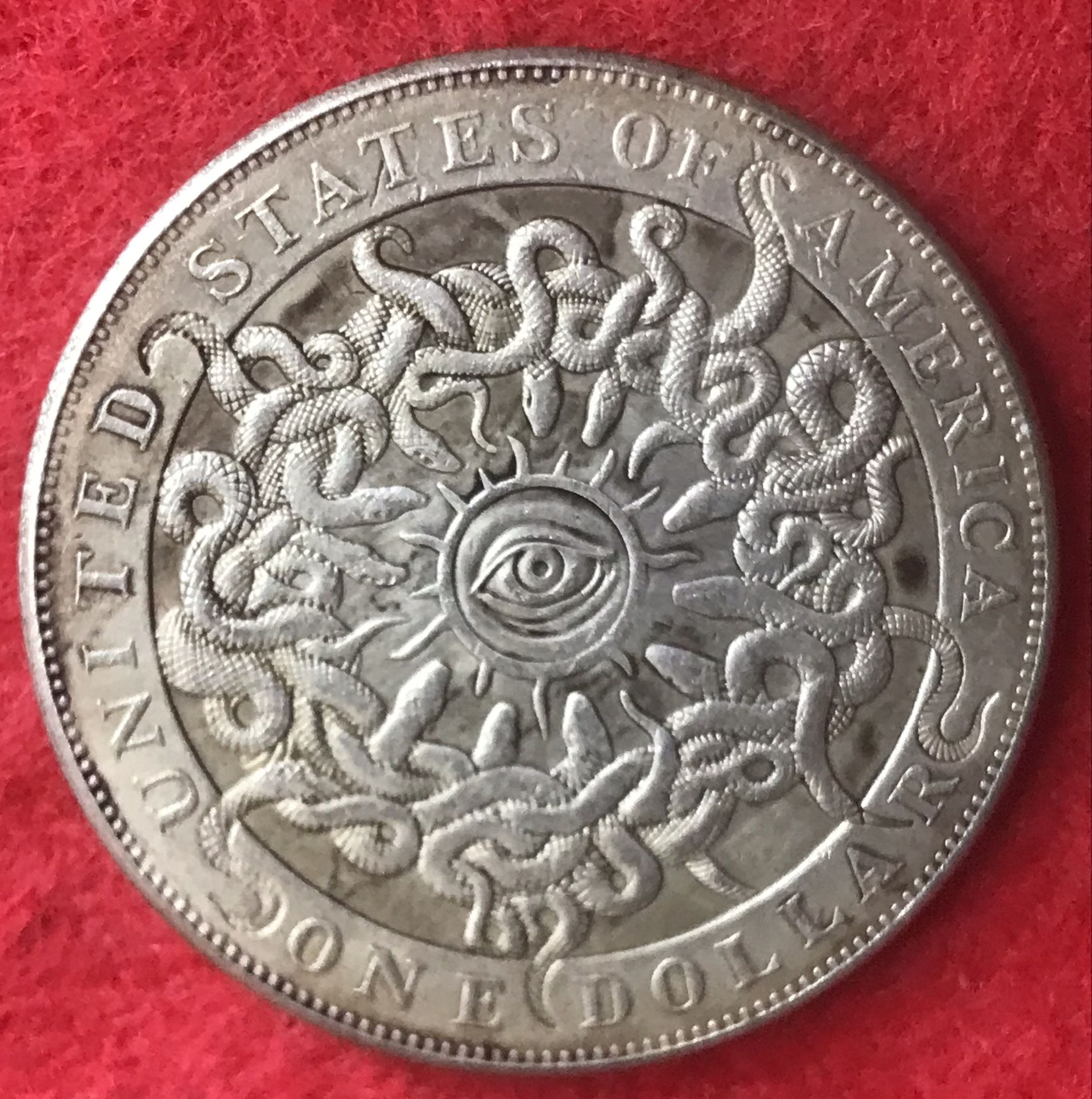 Illuminati Eye Detailed Art Coin. First $20 Offer Automatically Accepted. Shipped Same Day