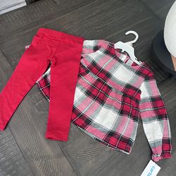 Toddler Girl Carter’s Plaid Flannel Top & Leggings Set