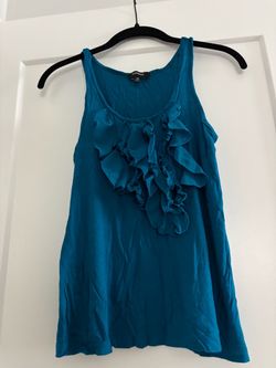 Teal Ruffle Front Tank Top - express