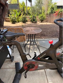 Peloton Bike Bundle – Works Great + Shoes, Mat, Weights & Power Cord- OBO