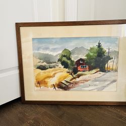 Vintage Original Watercolor Painting Signed By Michael Cohen Depicts Landscape 