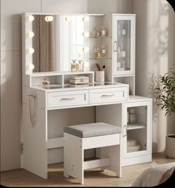 White Vanity with stool new