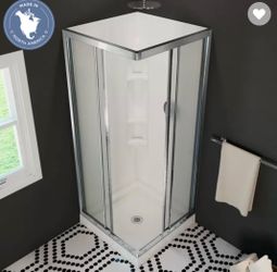 Corner Shower Stall with Sliding Glass Doors