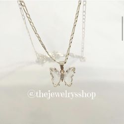 Clear Butterfly Necklace Laminated Gold / Oro Laminado