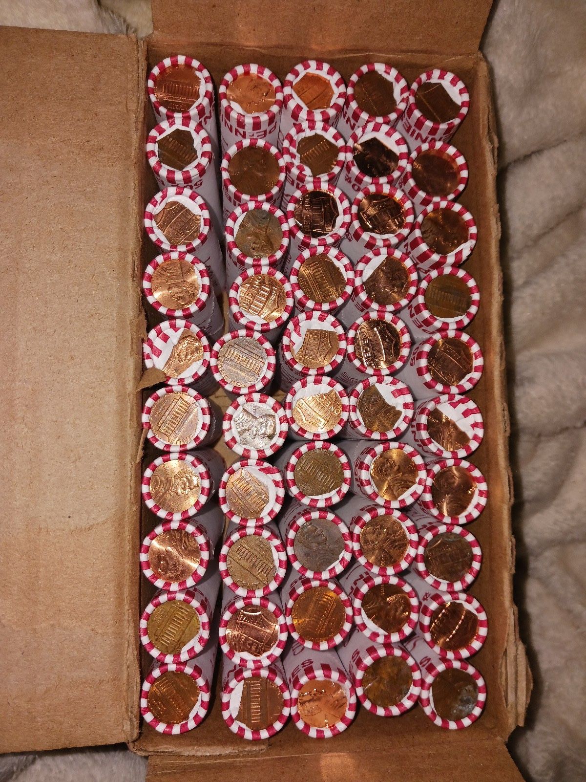 Box of Rolled Pennies