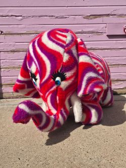 Vintage 30" Large Striped Plush Elephant