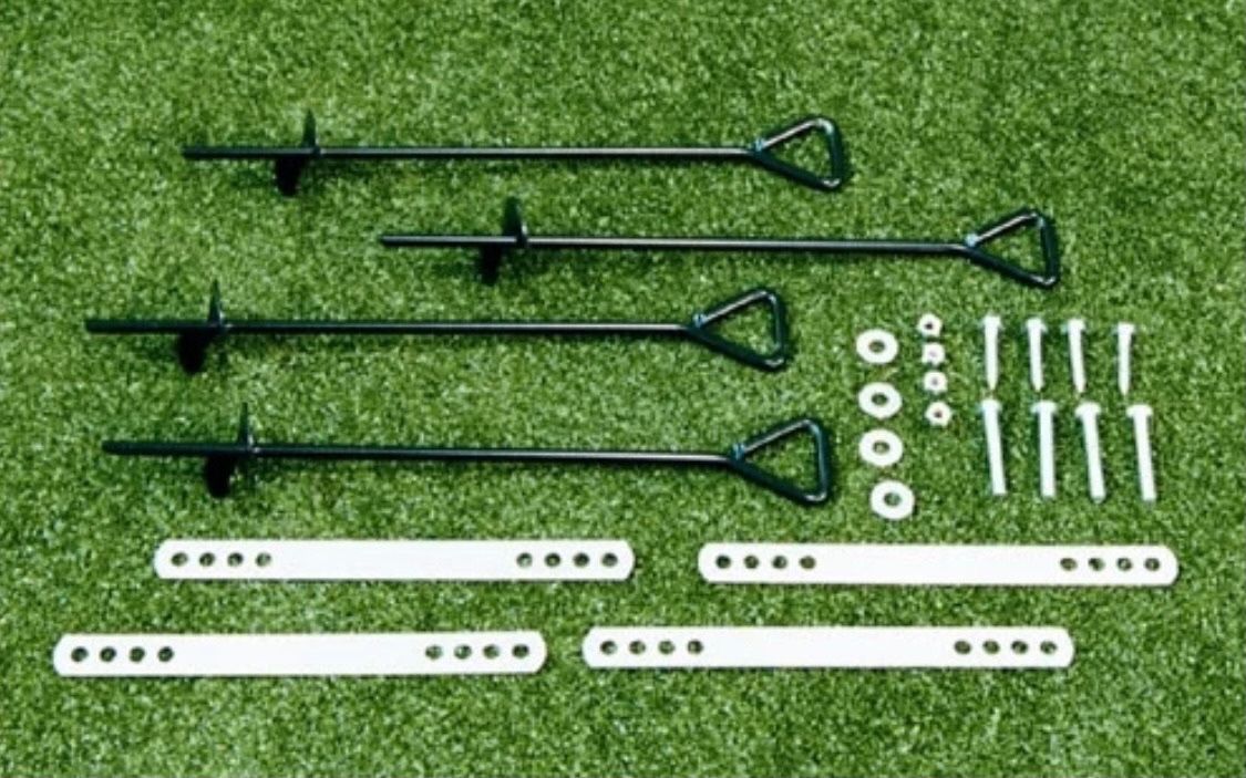 Anchor it - swing anchor set. Overall: 14.75” H x 2” W x 2” D. Color: black. Material: metal. Weather resistant. MSRP: $26. Our price: $14 + Sales tax