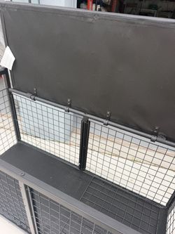 Storage Bench with Wire Basket — Black