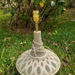 UNIQUE MCM Ceramic/Concrete Table Lamp-Peacock, Teardrop MID CENTURY MODERN