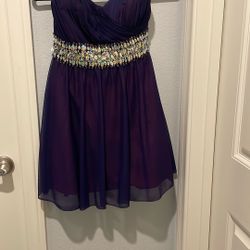 Purple Strapless Dress With Beaded Waist