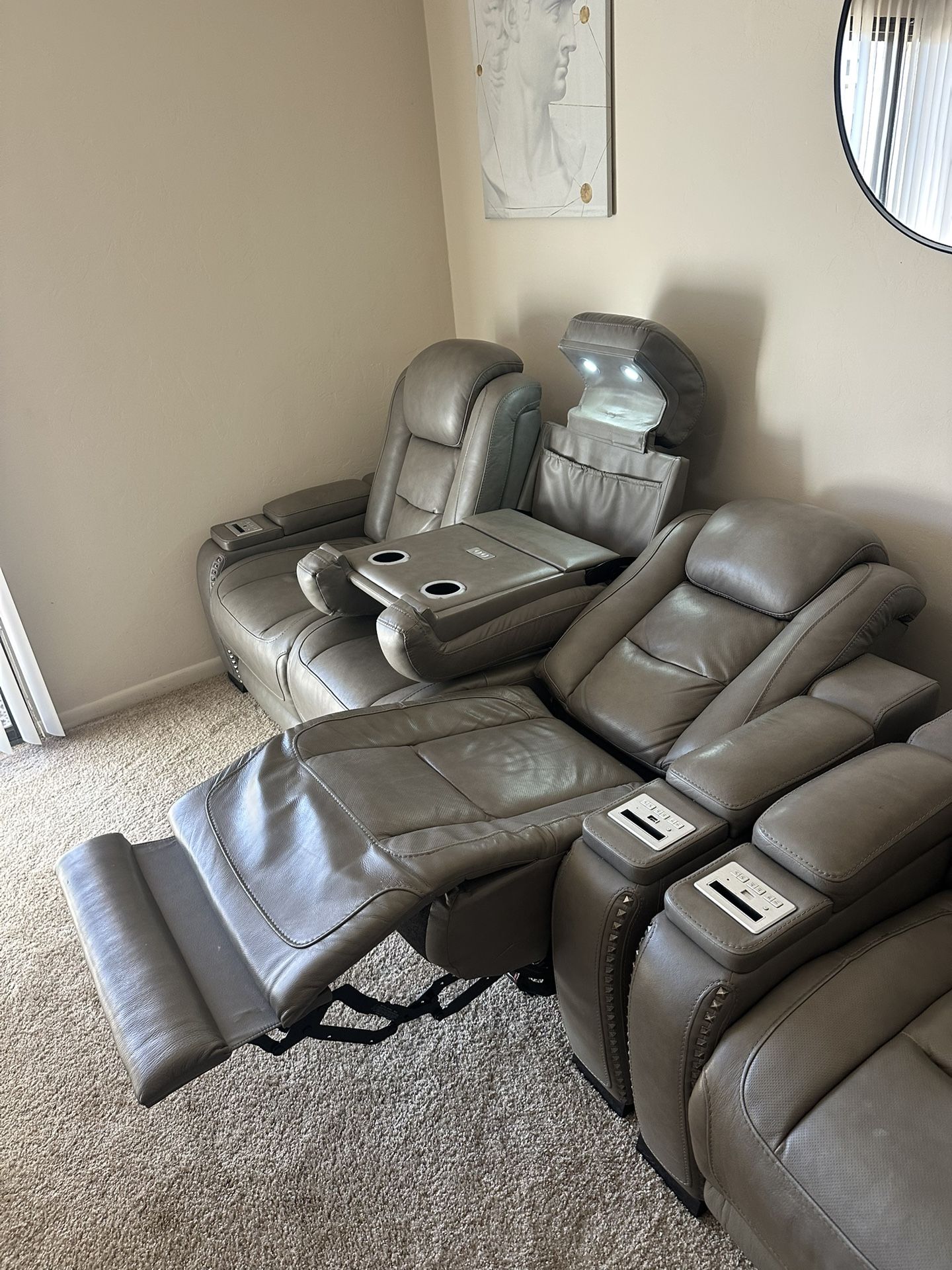 Gray Leather Couches 
