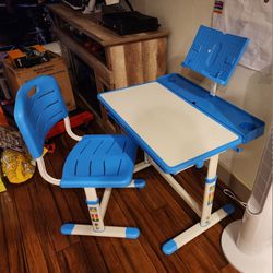 Children Desk Kids Study Child School Adjustable Height Student Table Chair Set with Storage