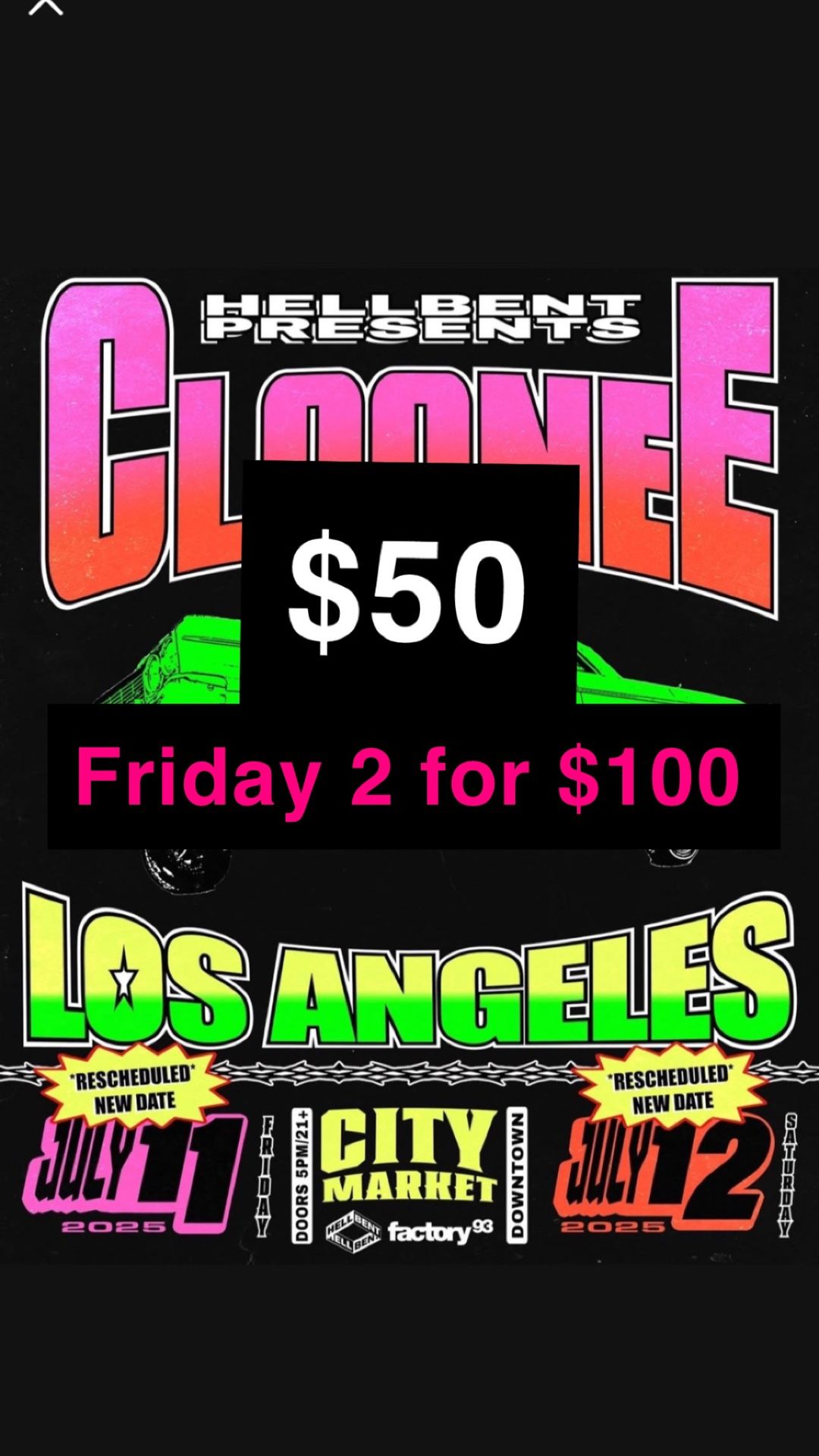 CLOONEE TICKETS FRIDAY