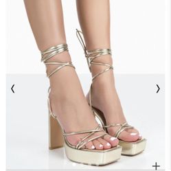 Public Desire Gold Platform Heels 
