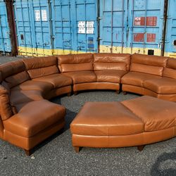 8 Seat Circular Luxe Italian Leather Sectional (Free Delivery)