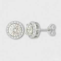 Round 1CT Moissanite Stud Earrings 925 Sterling Silver Tone