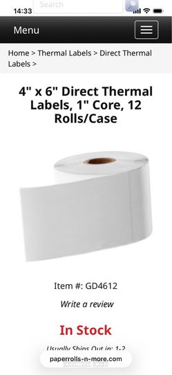 4" x 6" Direct Thermal Labels,