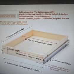 Pull out cabinet drawer 26w x 21 d x 3h.  New.  Still in bubble wrap.  Retails for $79