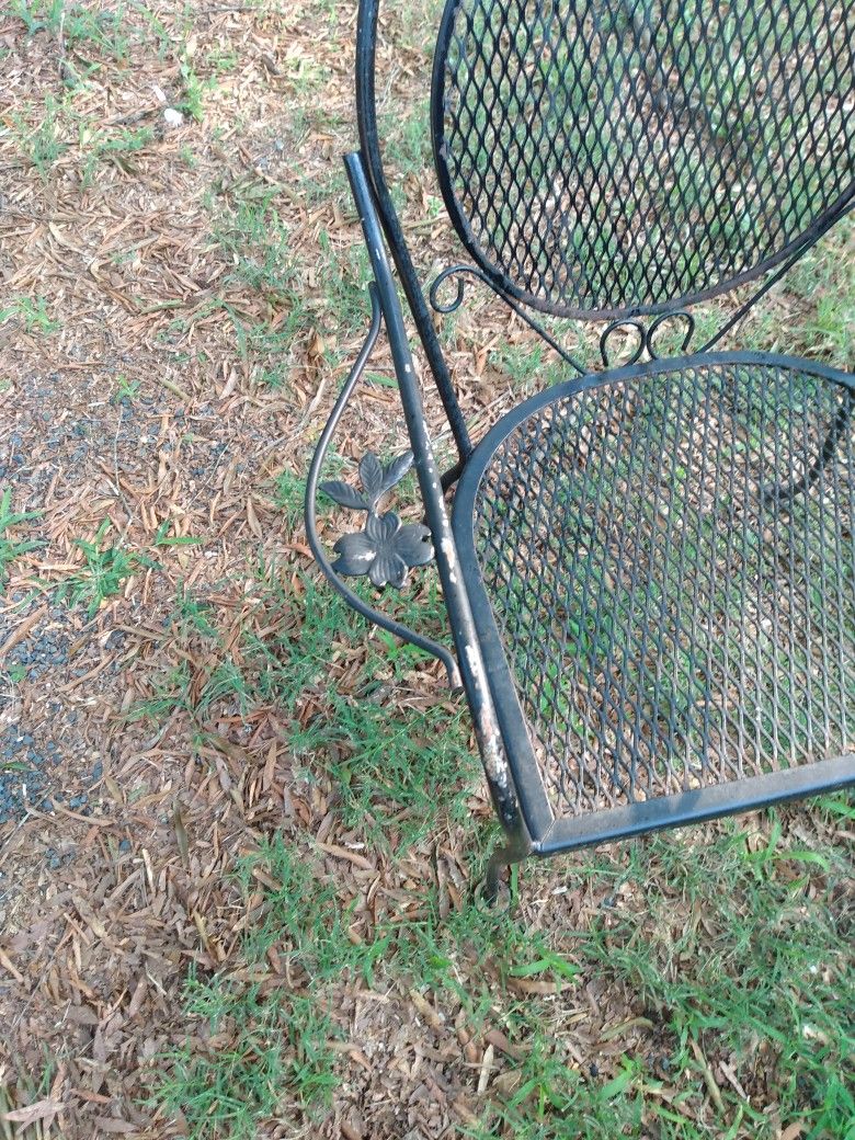 Vintage Wrought Iron Table - Chairs
