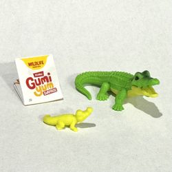 Crocodile (Alligator) + baby Hatchling (Gumi Yum Surprise - Widlife) Collectible Animal Figurine / Puzzle Toy — with instructions